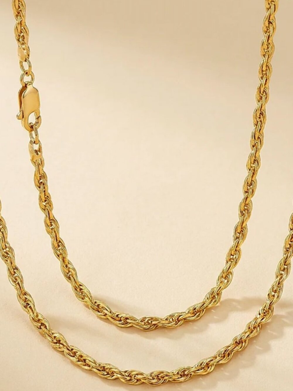 18k Men's Solid Yellow Gold Braided Necklace